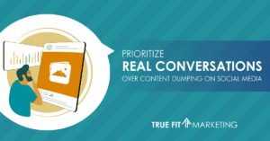 Image of a male looking at a social media post with a conversation. True Fit Marketing blog.